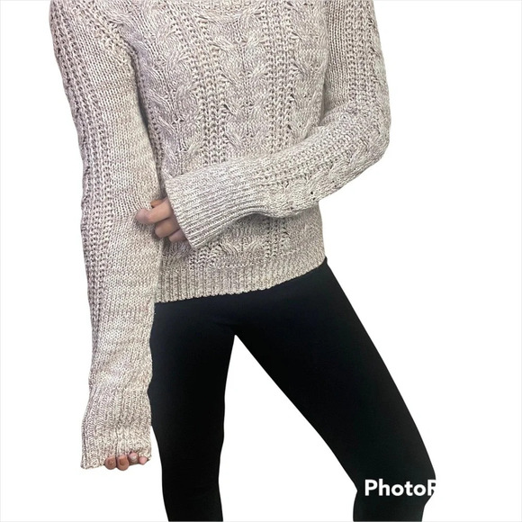 Free People cable knit sweater tan and cream small - Picture 4 of 10
